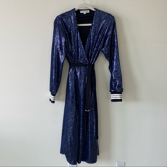 Robert Rodriguez Blue Sequin Wrap Dress Size S - Picture 2 of 8